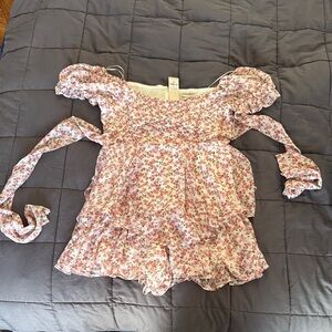 Francesca's Collections Pink Floral Romper